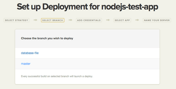 Node.js Choose branch