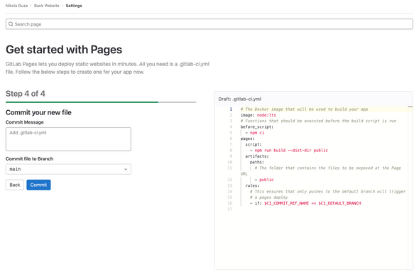 Commit the .gitlab-ci.yml file