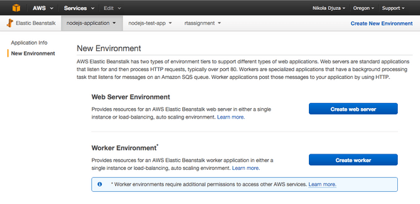 Node.js new environment